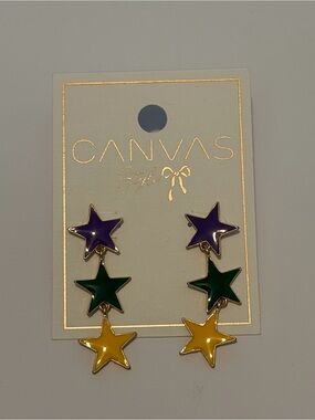 Canvas Style Star Drop Earrings